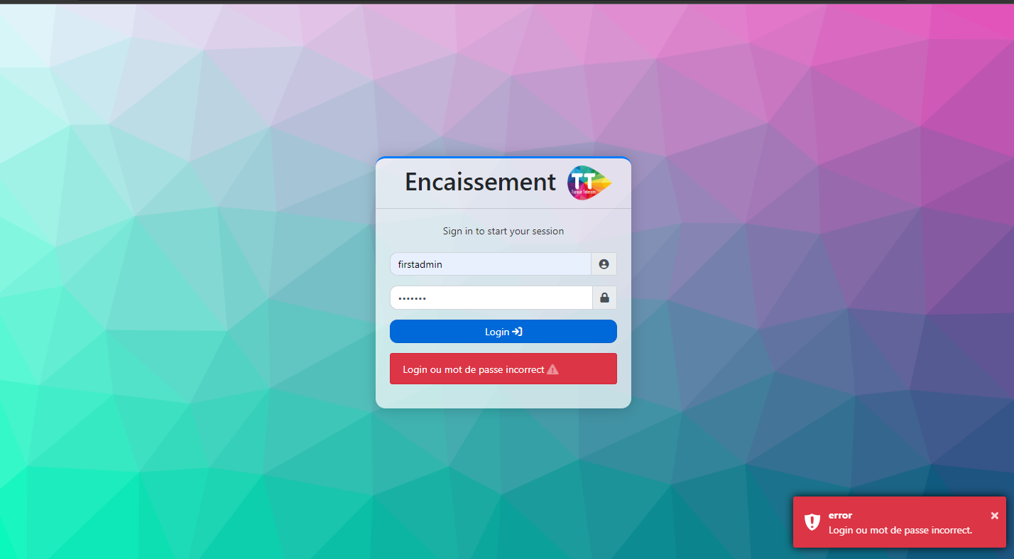 Login error